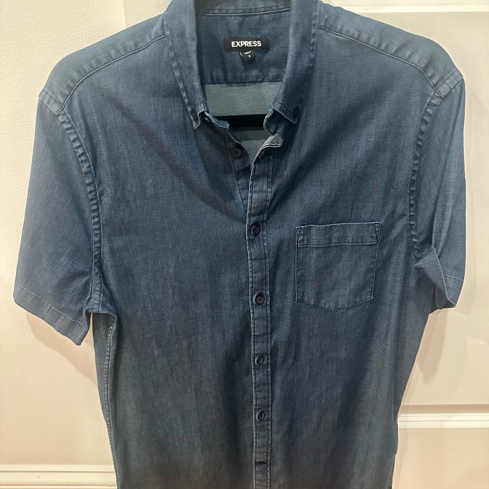 Express Men's Blue Denim Shirt